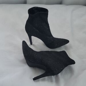Brash Black Glitter Heeled Boots